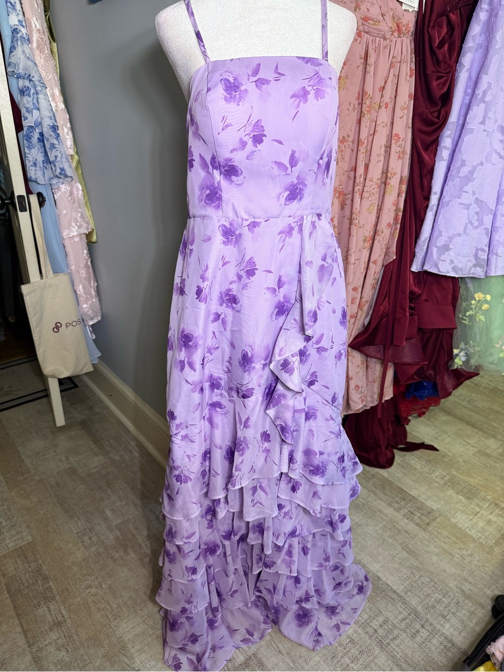 Lilac Floral Ruffle Maxi Dress - Picture 2 of 4